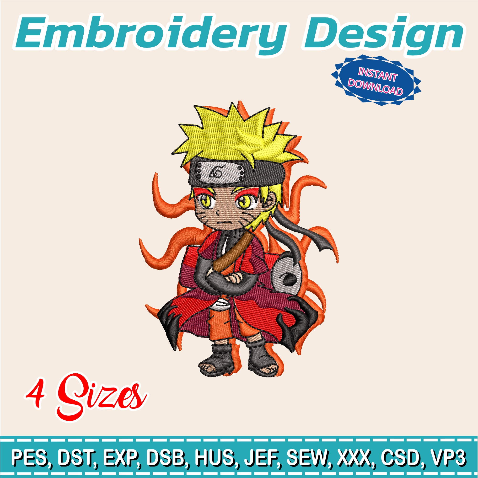 Embroidery Design of Naruto, NARUTO FOX