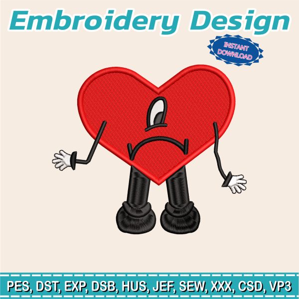 Embroidery Design / HEART BAD BUNNY