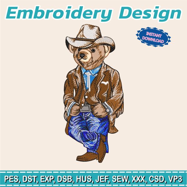 Embroidery Design / Cowboy Bear / RL