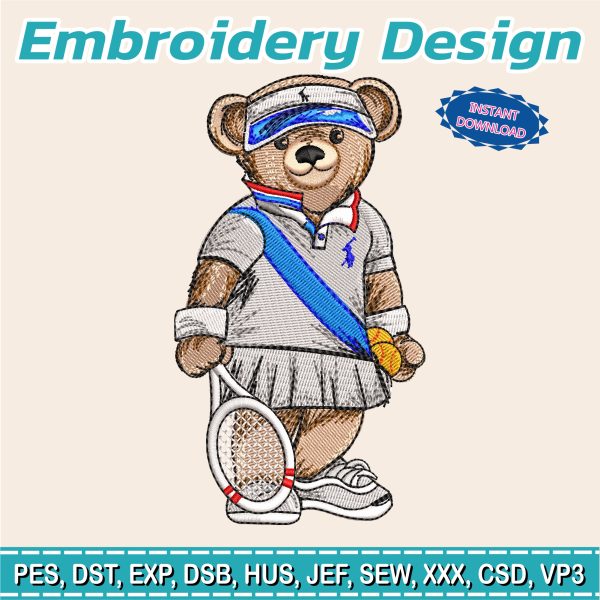 Embroidery Design / Tennis Bear / RL