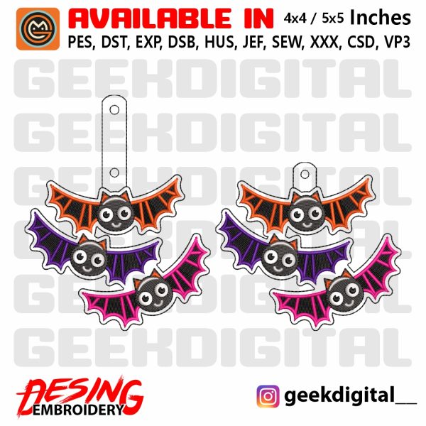 Embroidery Design / Bat Key Chain 02