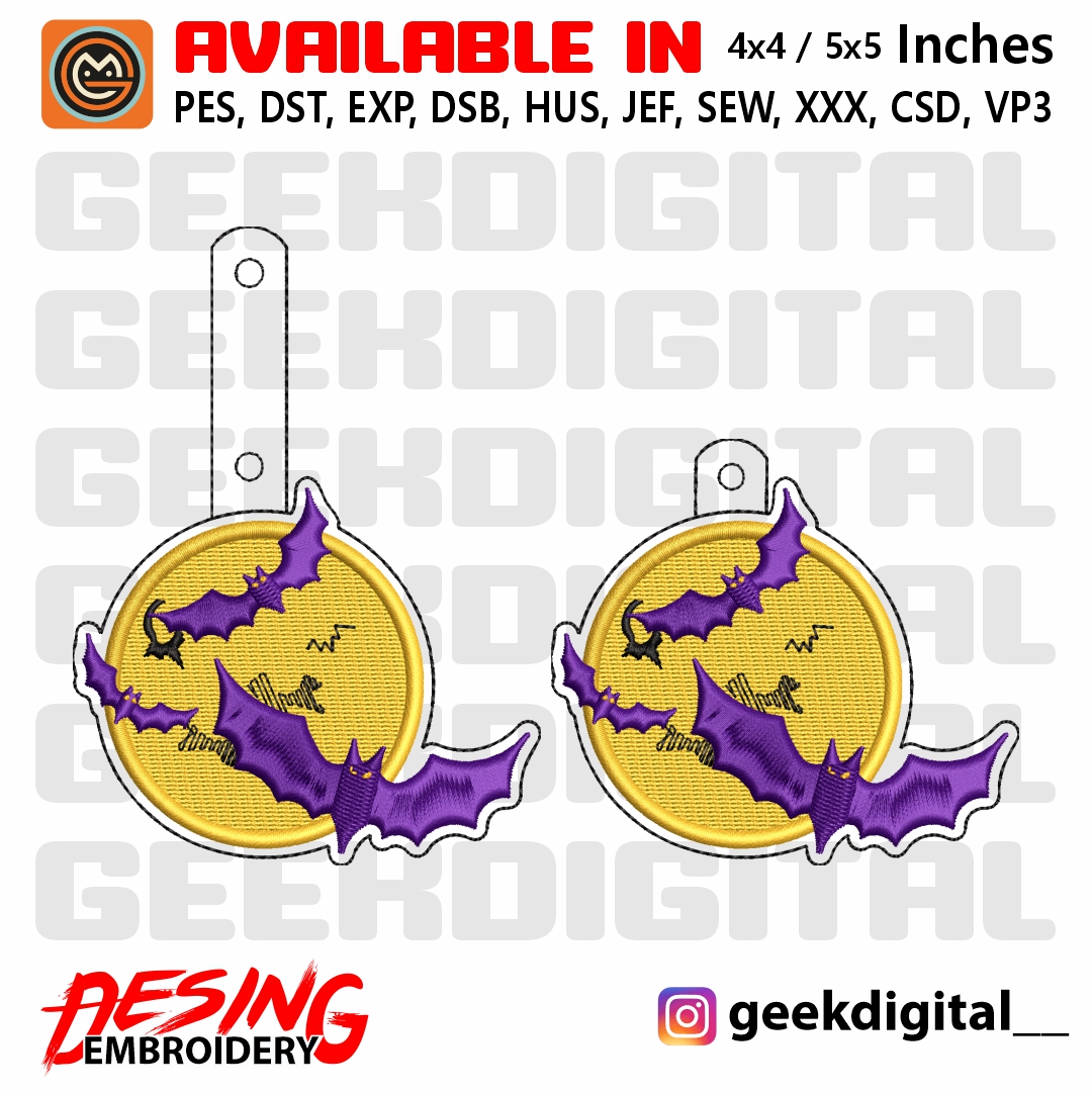 Embroidery Design / Bat Key Chain 03