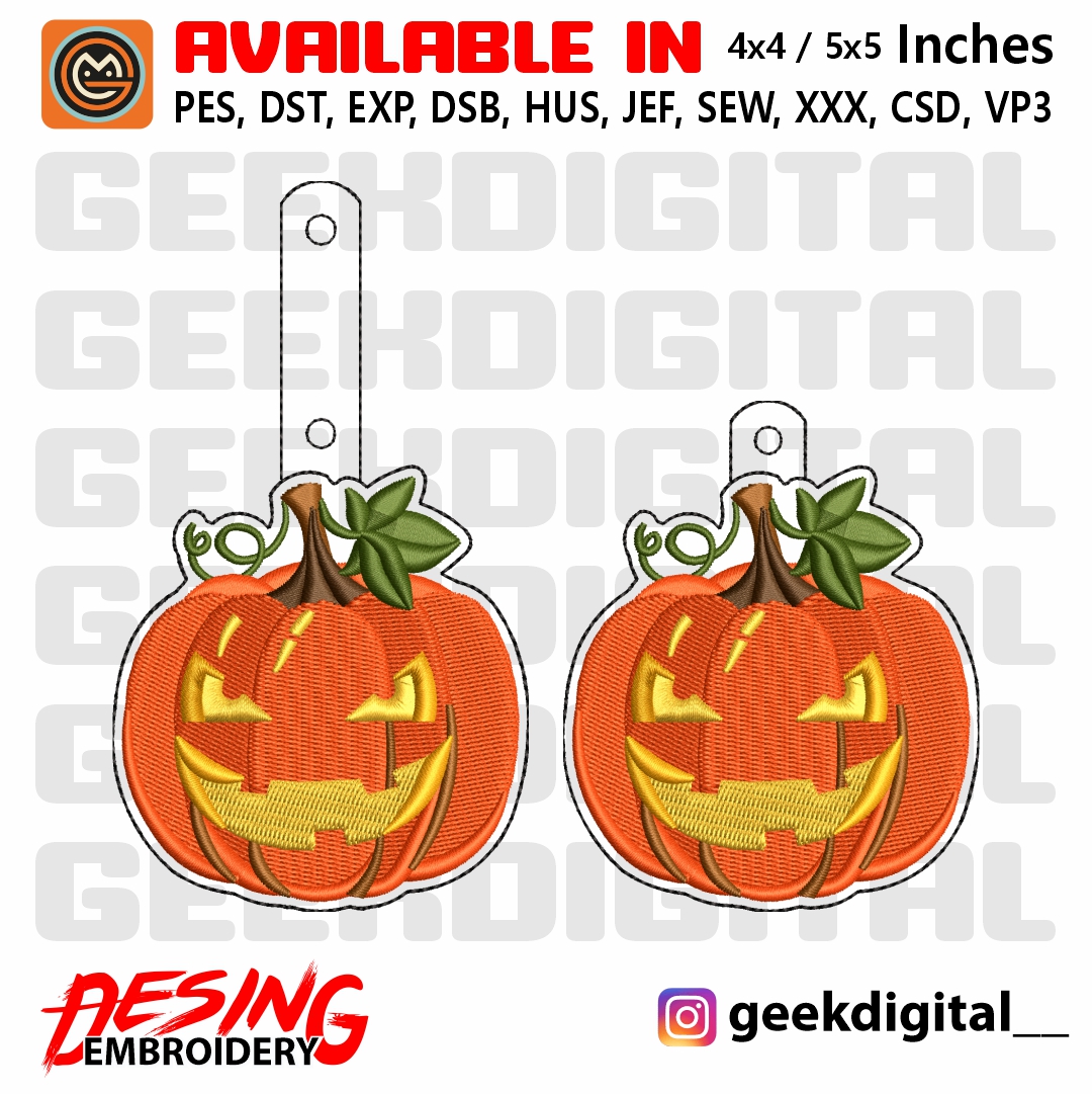 Embroidery Design / Pumpkin Key Chain