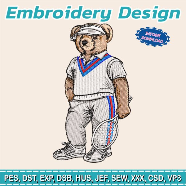 Embroidery Design / Tennis Bear / RL 2