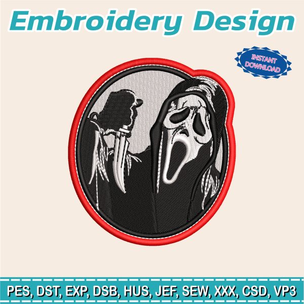 Embroidery Designs / Horror movie patch / 2 sizes / can be embroidered on / can be embroidered patch model # 5