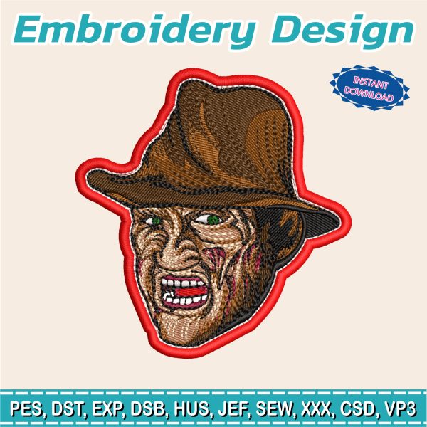 Embroidery Designs / Horror movie patch / 2 sizes / can be embroidered on / can be embroidered patch model # 9