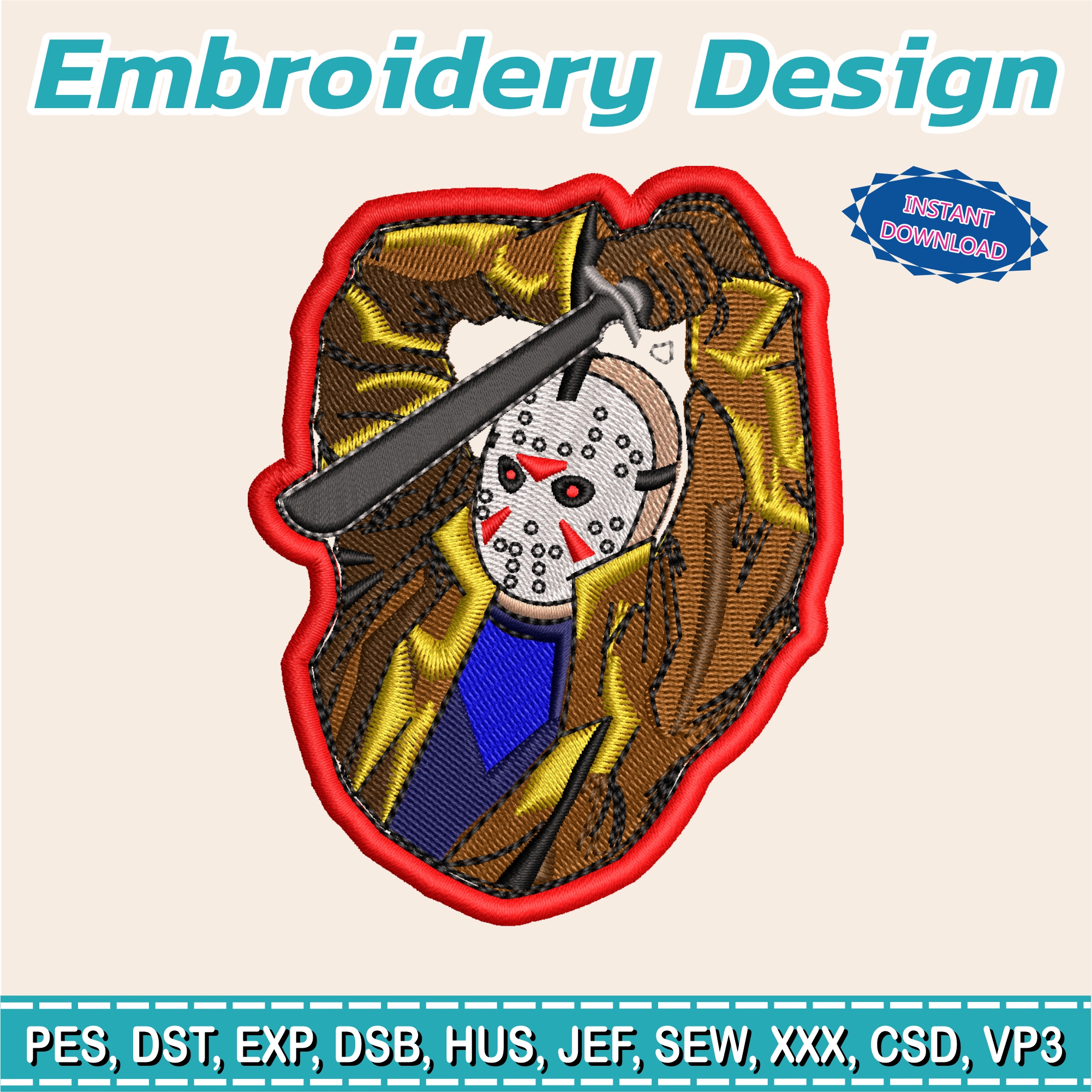 Embroidery Designs / Horror movie patch / 2 sizes / can be embroidered on / can be embroidered patch model # 13