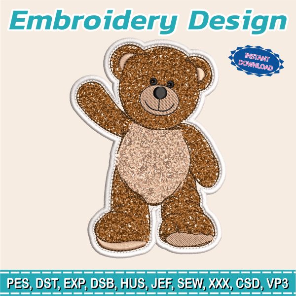 Design to Embroider / Bear 3 sizes to mark clothing / beautiful teddy bear / Hair texture embroidery /