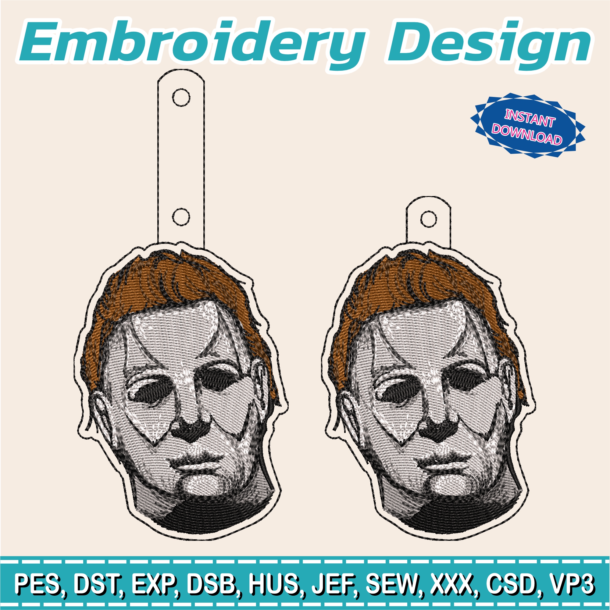 Embroidery Designs / Jason Voorhees keychain / Horror keychain / 2 models / #6