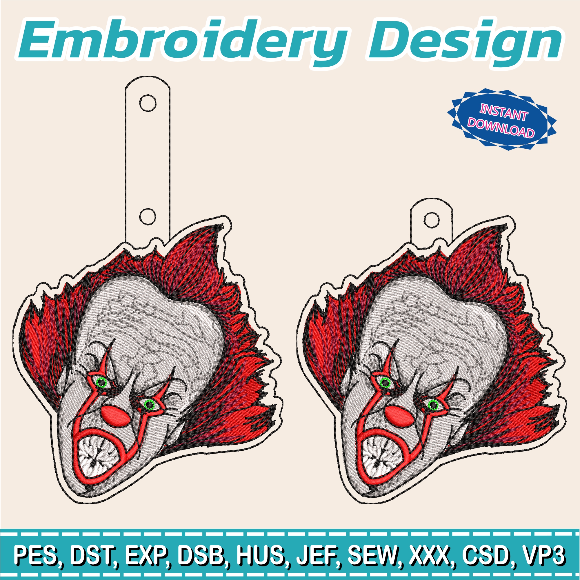 Embroidery Designs / Jason Voorhees keychain / Horror keychain / 2 models / #8