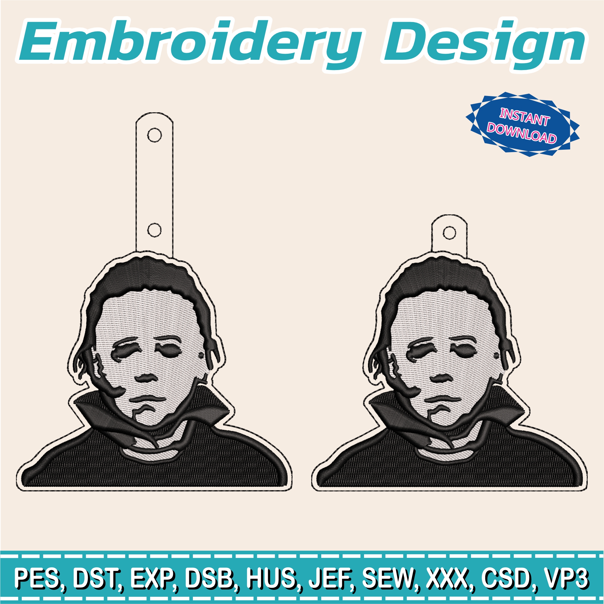 Embroidery Designs / Jason Voorhees keychain / Horror keychain / 2 models / #9