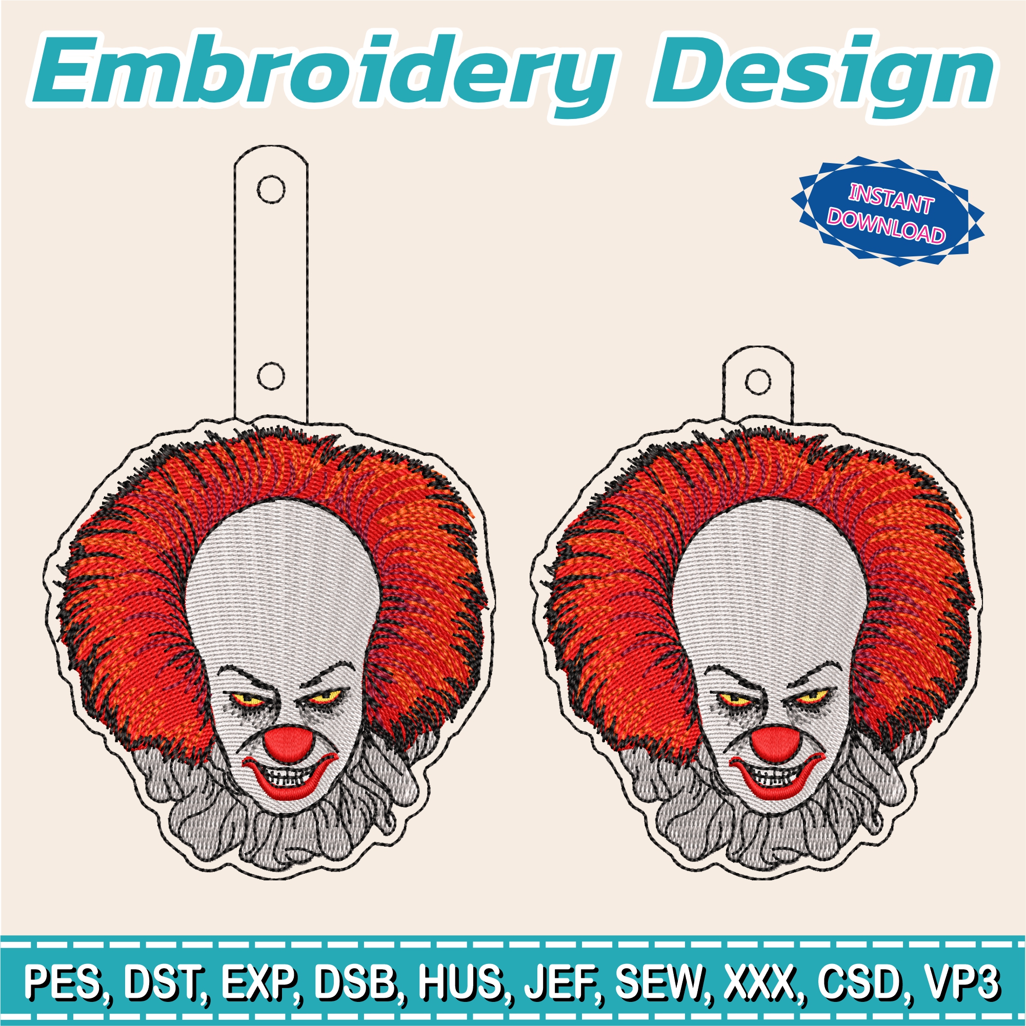 Embroidery Designs / Jason Voorhees keychain / Horror keychain / 2 models / #12