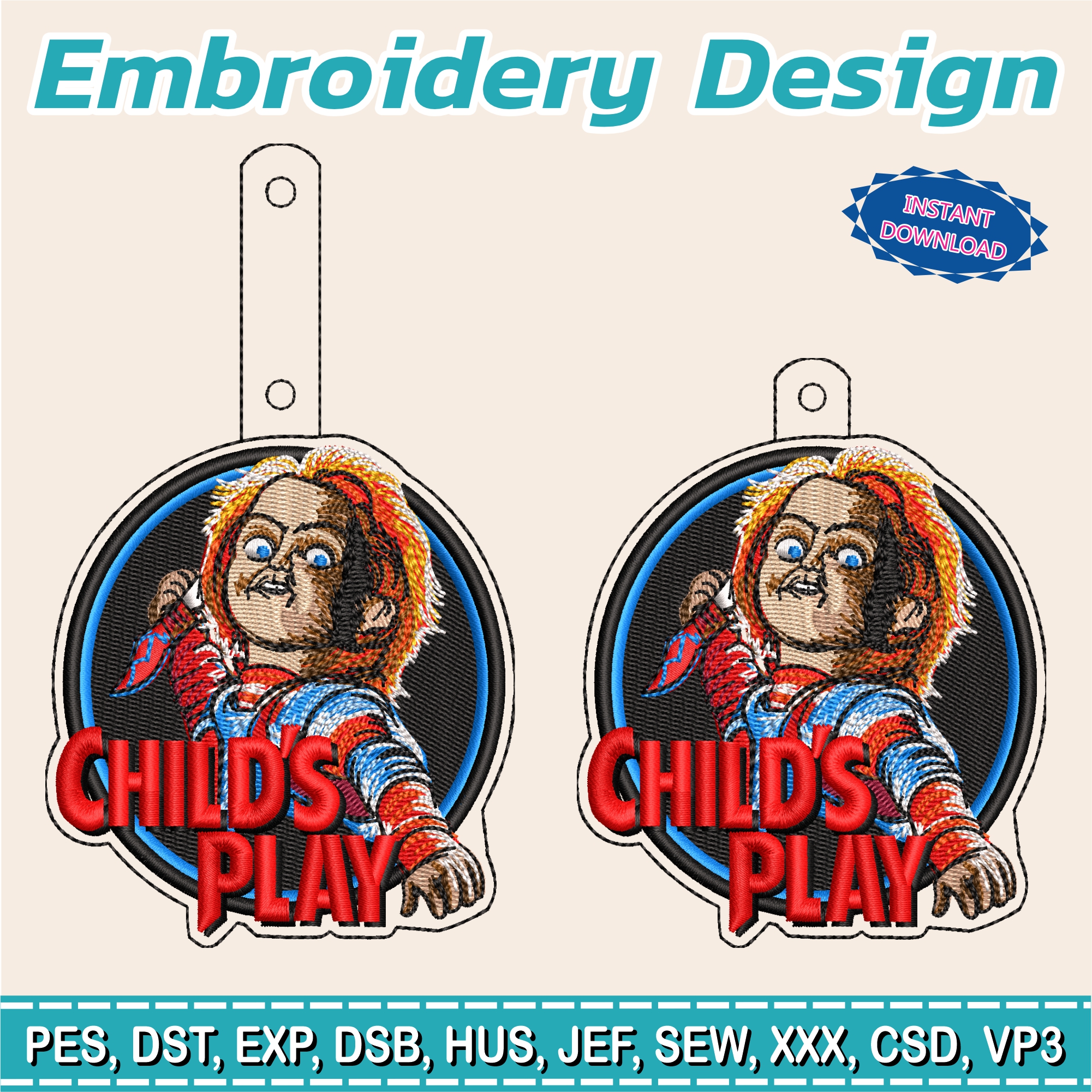 Embroidery Designs / Jason Voorhees keychain / Horror keychain / 2 models / #3