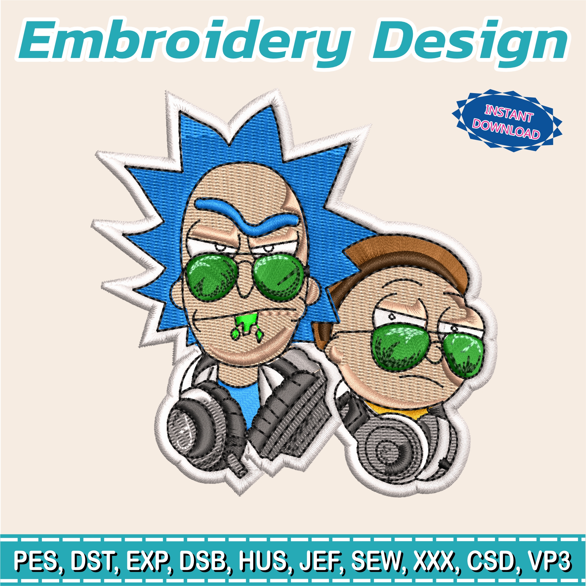 Embroidery Design / Rick and Morty Rock