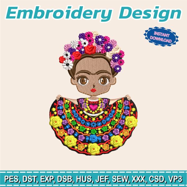 Embroidery design / frida Kahlo / flowers / mexico / flowers