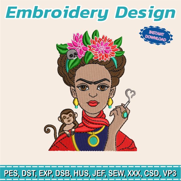 Embroidery design / frida Kahlo / flowers / mexico / flowers 3
