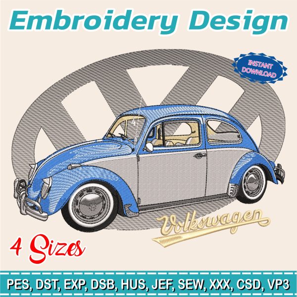 Embroidery Design / Volkswagen / volkswagen beetle / 4 Different Sizes