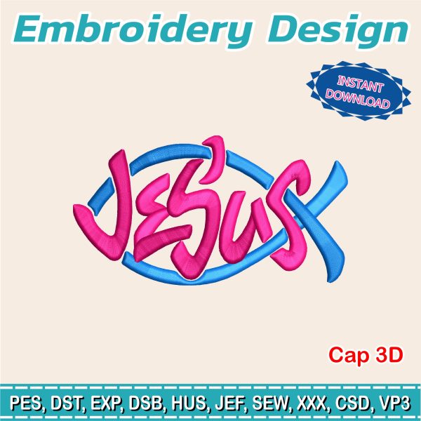 3D foamy CAP embroidery design / Jesus / Christian / God / Embroidery file has been tested