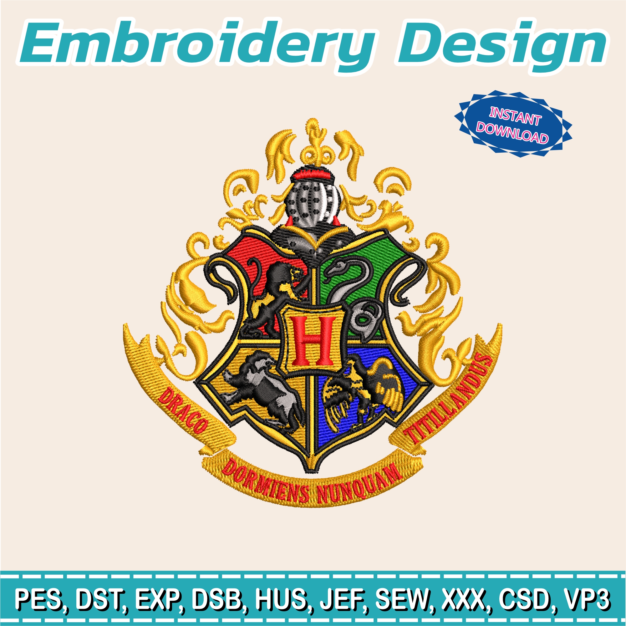 Design for Embroidery, hogwarts shield, hogwarts shield, hogwarts shield