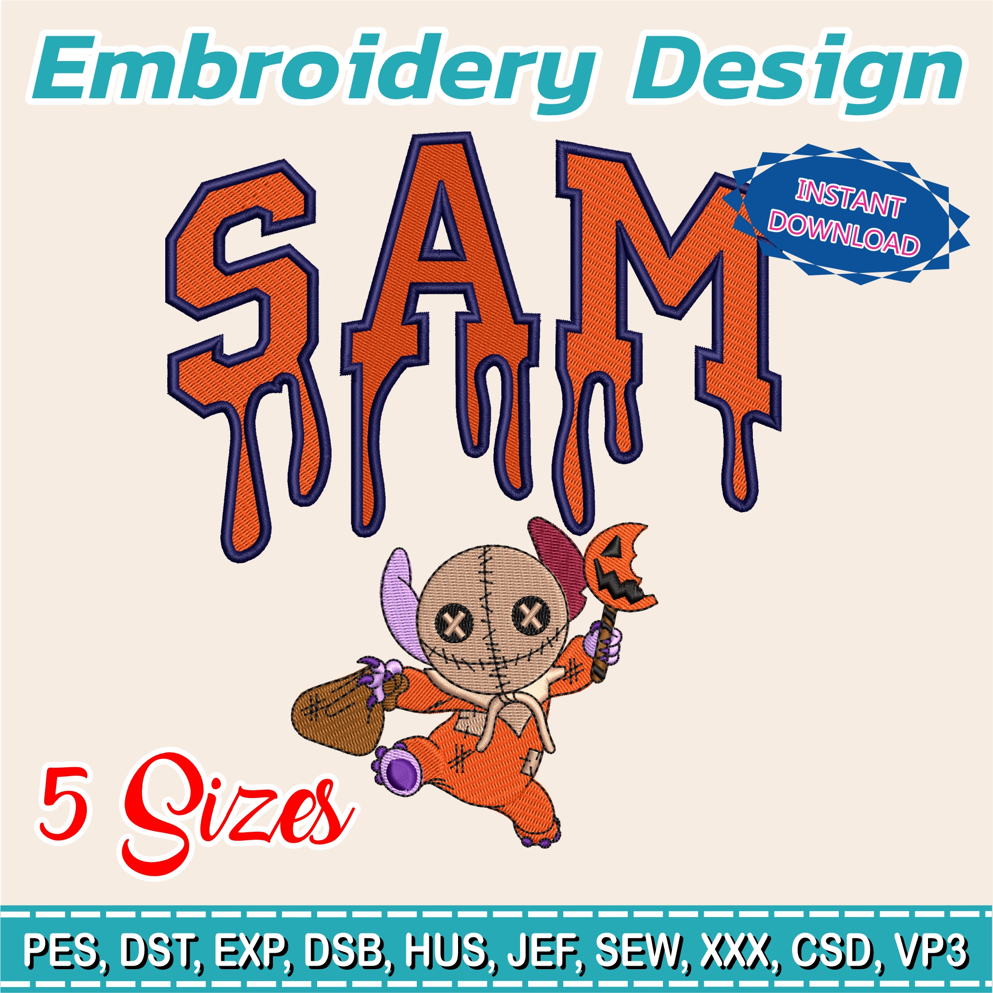 Embroidery Designs / sam / Terror / models / halloween / witches day / haloween gift / sam patch