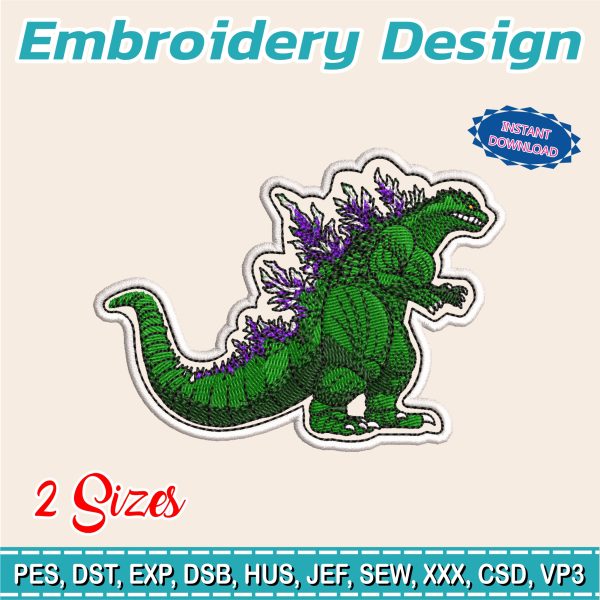 Embroidery Design / GODZILLA / Dinosaur / Great design to embroider patch / size 4x4 inches