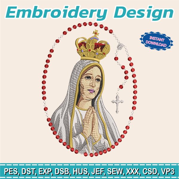 Embroidery Design / Virgin Fatima / Religious Embroidery / Catholic Church /