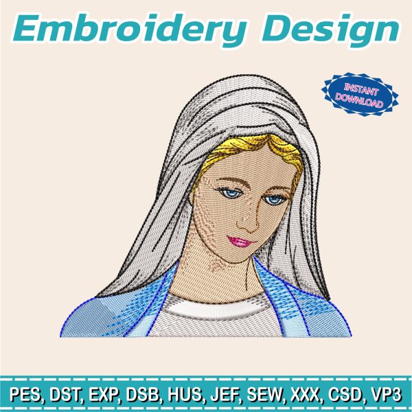 Embroidery Design / Virgin Mary / Religious Embroidery / Catholic Church / Embroidery