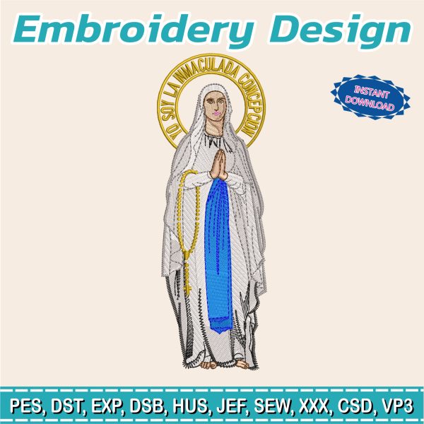 Embroidery Design / VIRGIN Maria IMMACULATE CONCEPTION / Religious Embroidery / Catholic Church / Embroidery