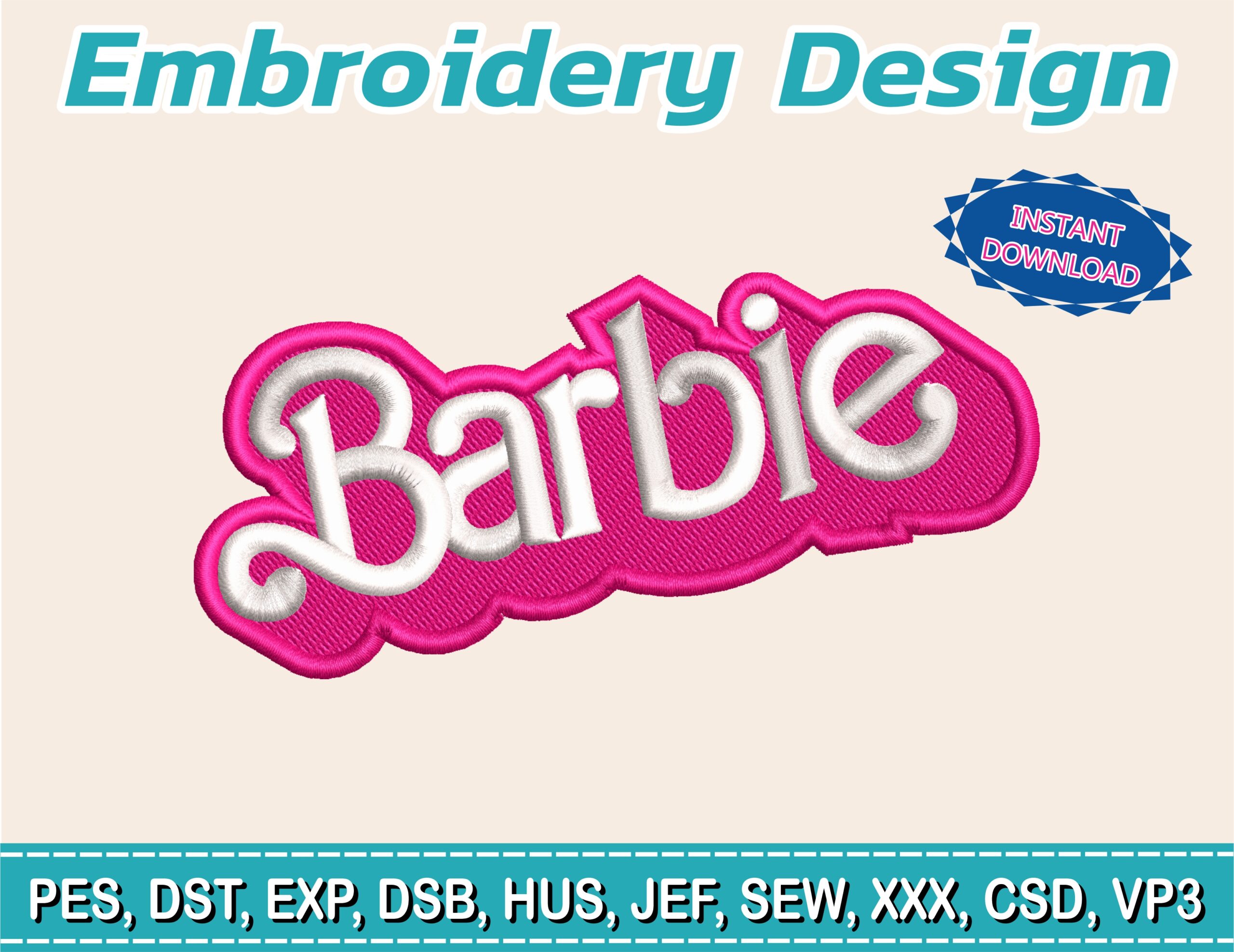 Embroidery Design / 3D CAP / BARBIE 3D 2
