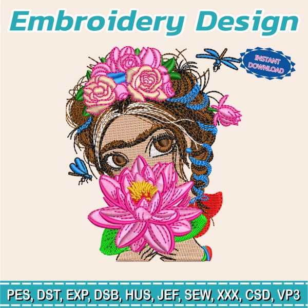 Embroidery design / frida Kahlo / flowers / mexico / day of the dead loro 2