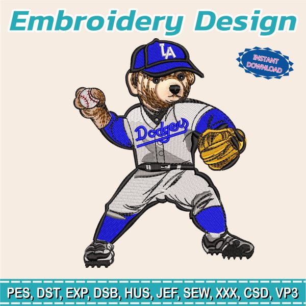 Embroidery Design / Polo Bear / Los Angeles Dodgers