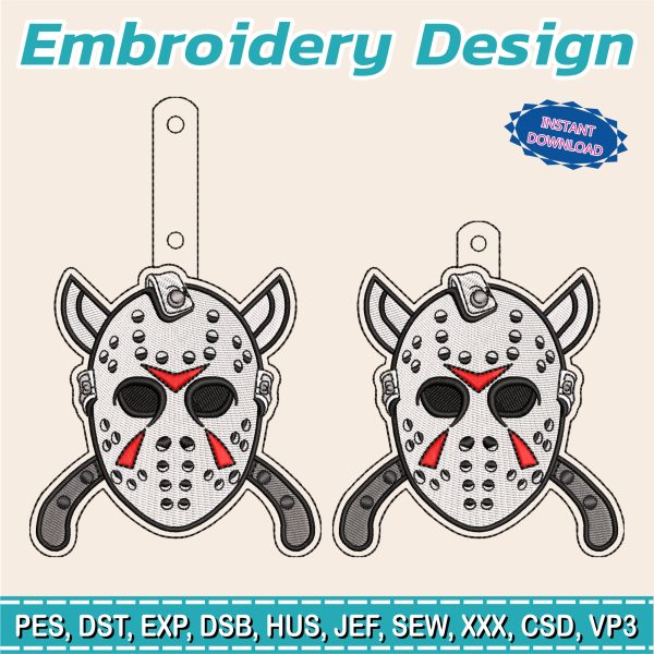 Embroidery Designs / Jason Voorhees keychain / Horror keychain / 2 models /