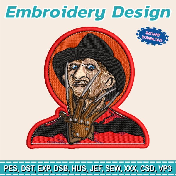 Embroidery Designs / Horror movie patch / 2 sizes / can be embroidered on / can be embroidered patch model # 10