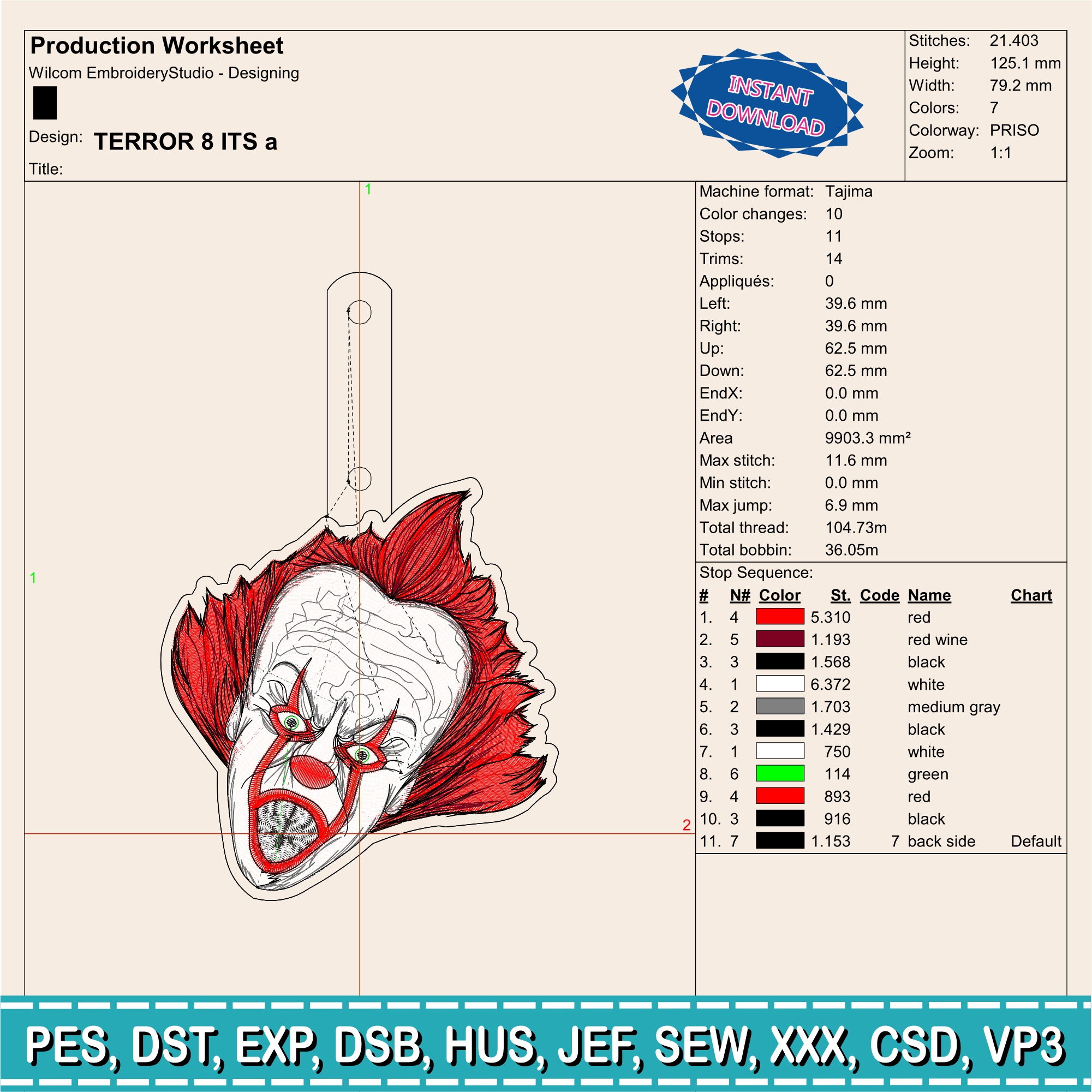 Embroidery Designs / Jason Voorhees keychain / Horror keychain / 2 models / #8 - Image 2