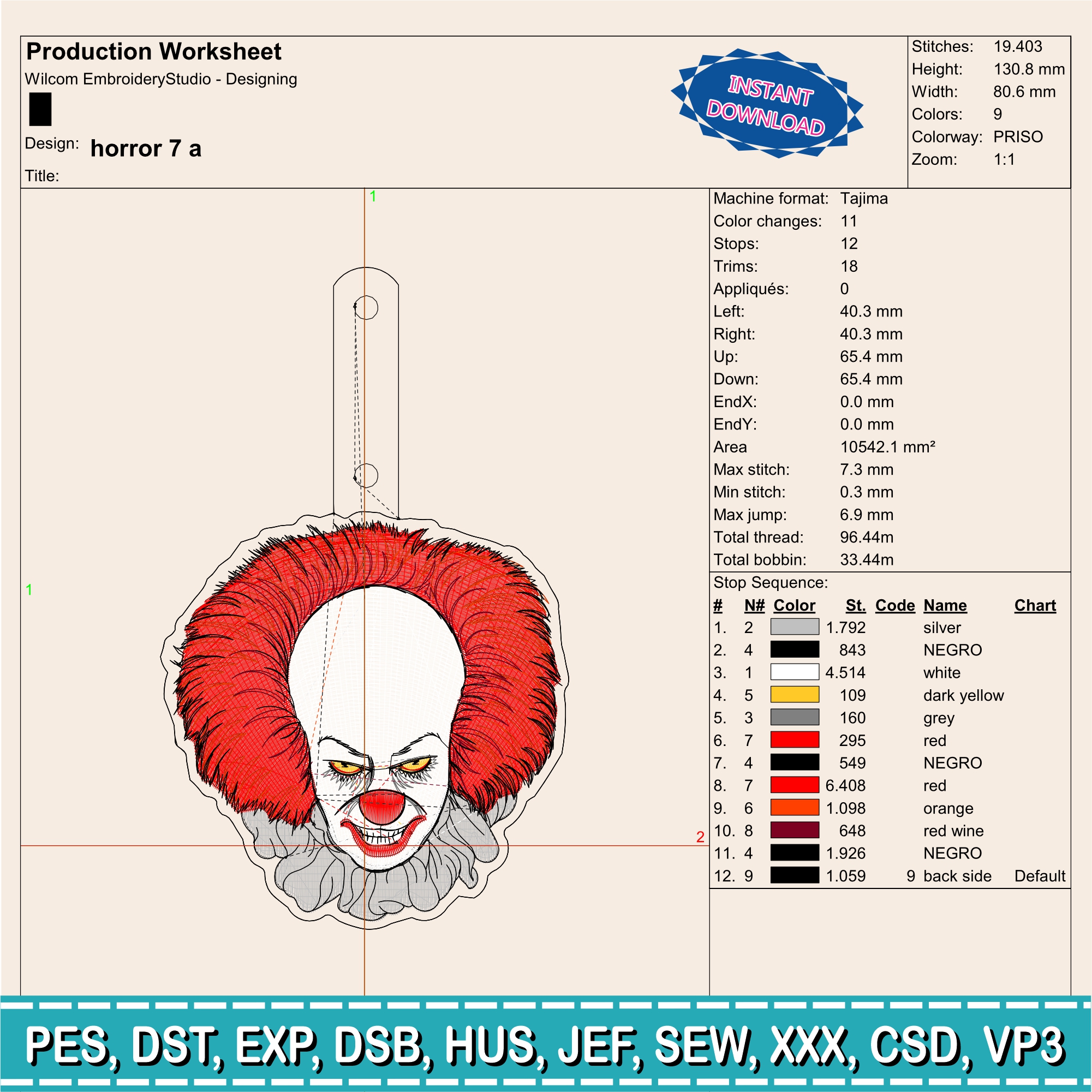 Embroidery Designs / Jason Voorhees keychain / Horror keychain / 2 models / #12 - Image 2