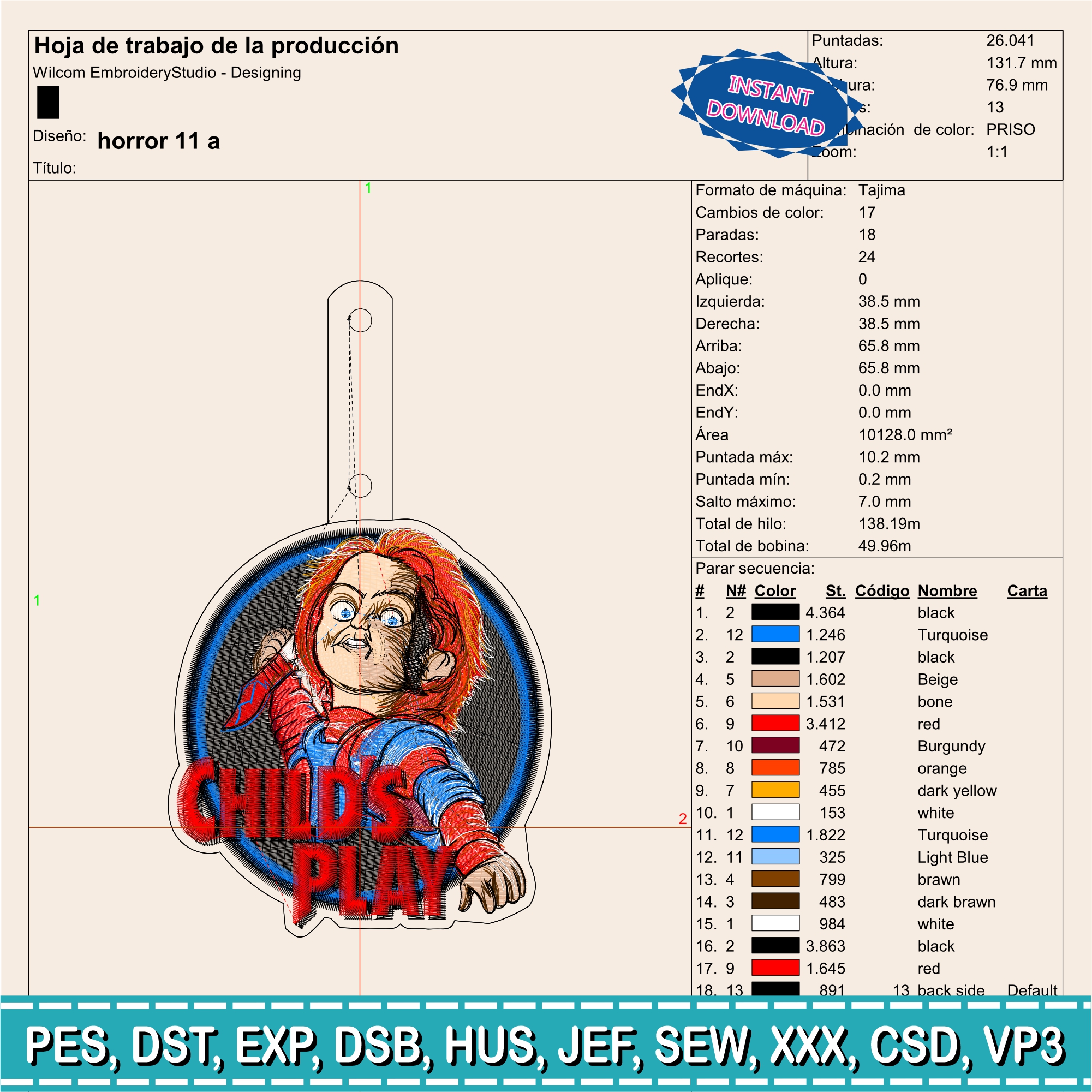 Embroidery Designs / Jason Voorhees keychain / Horror keychain / 2 models / #3 - Image 3