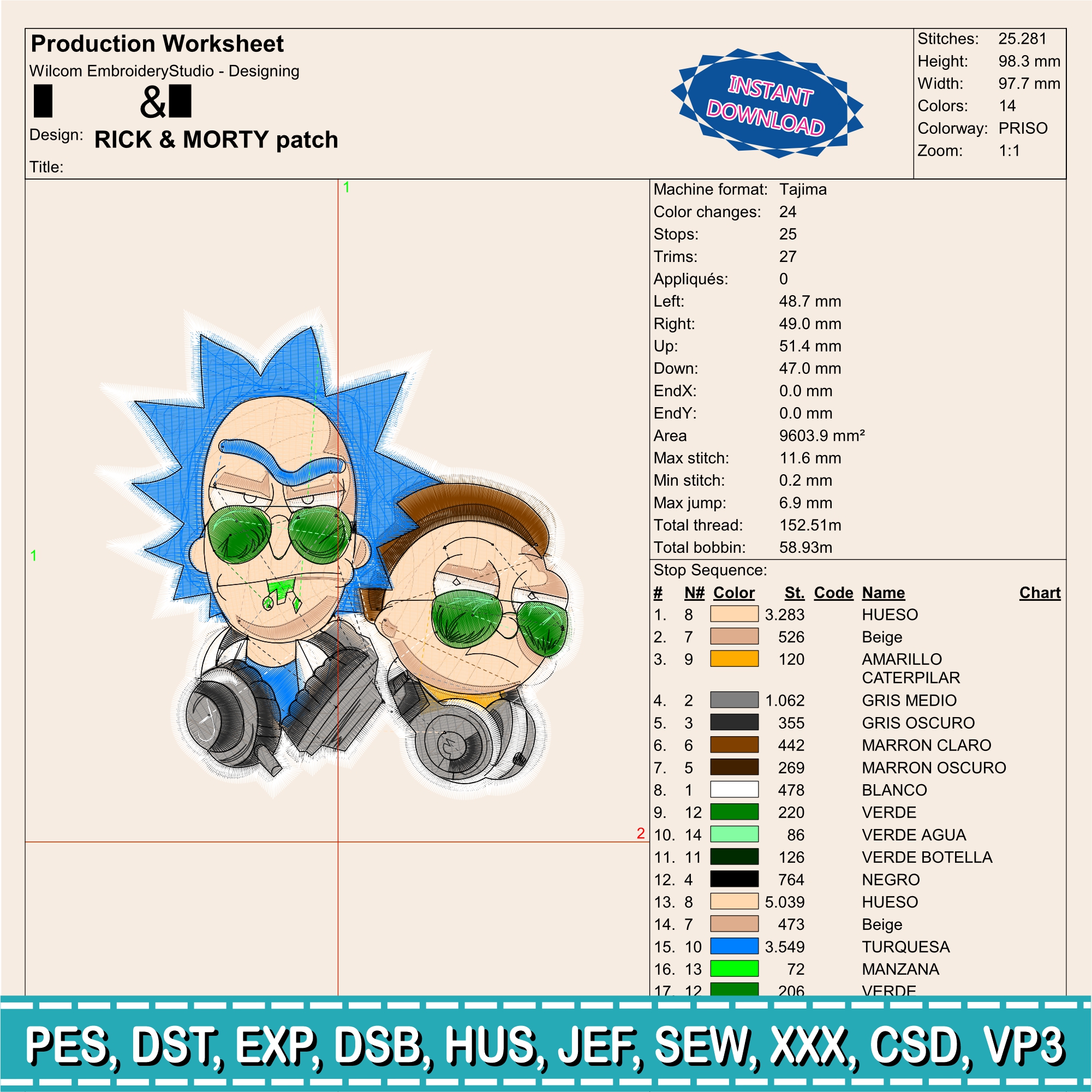 Embroidery Design / Rick and Morty Rock - Image 2