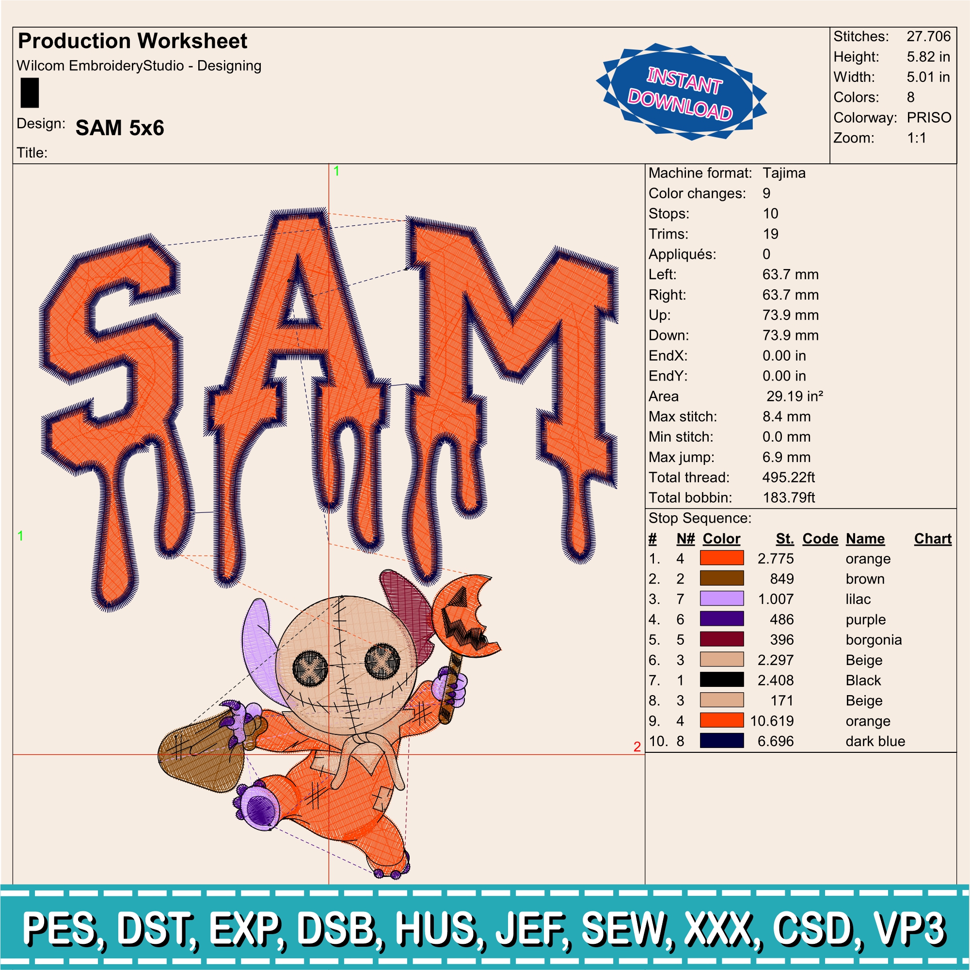 Embroidery Designs / sam / Terror / models / halloween / witches day / haloween gift / sam patch - Image 2
