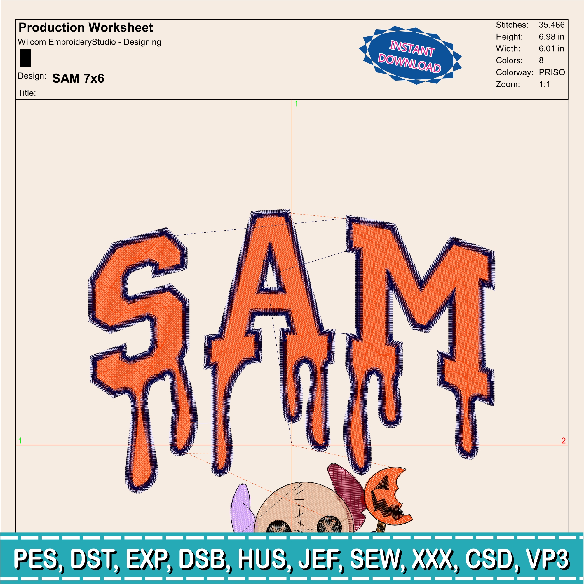 Embroidery Designs / sam / Terror / models / halloween / witches day / haloween gift / sam patch - Image 7