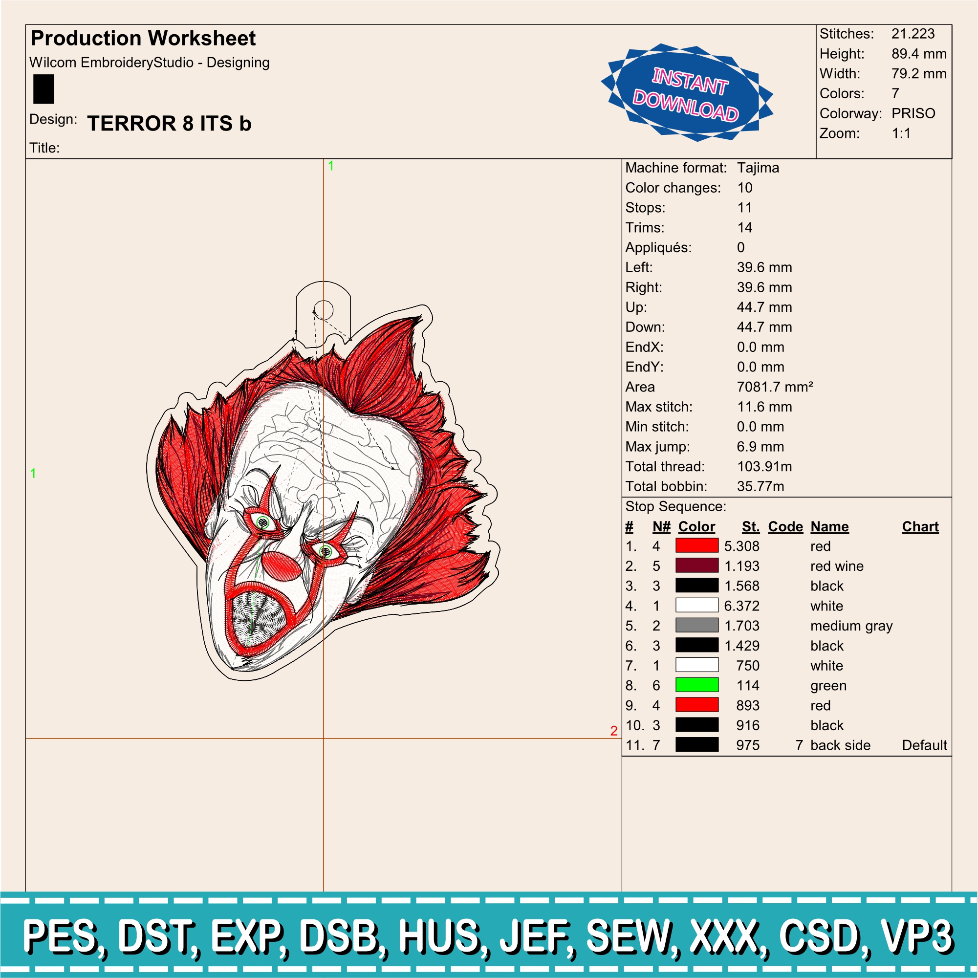 Embroidery Designs / Jason Voorhees keychain / Horror keychain / 2 models / #8 - Image 3