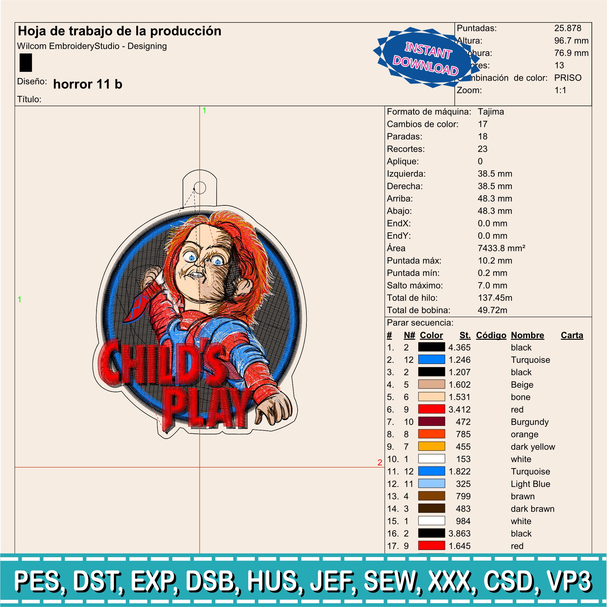 Embroidery Designs / Jason Voorhees keychain / Horror keychain / 2 models / #3 - Image 2