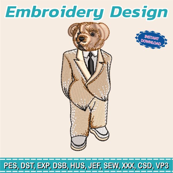 Embroidery Design / Polo Bear / elegant beige