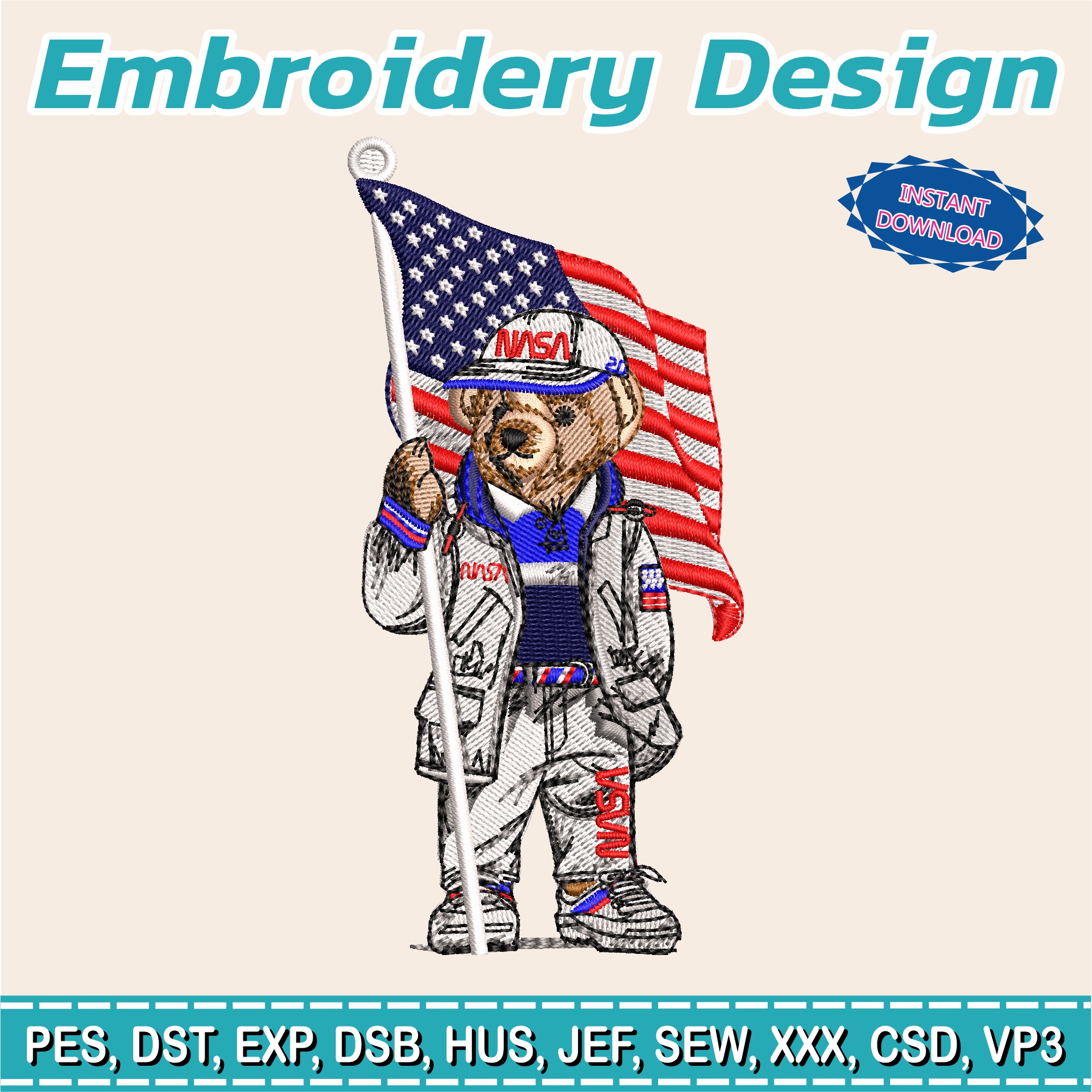 Embroidery Design / Polo Bear / Nasa Bear