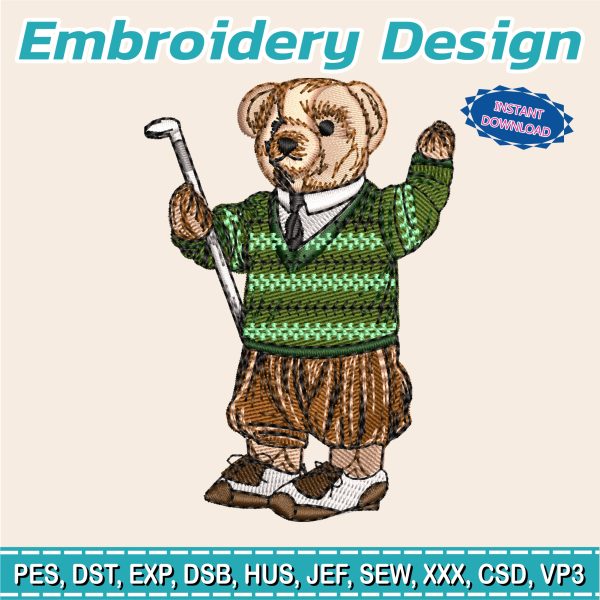 Embroidery Design / Polo Bear / Golf Bear