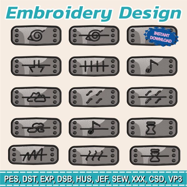 16 Embroidery Design of Naruto, NARUTO Sharingan Hitai