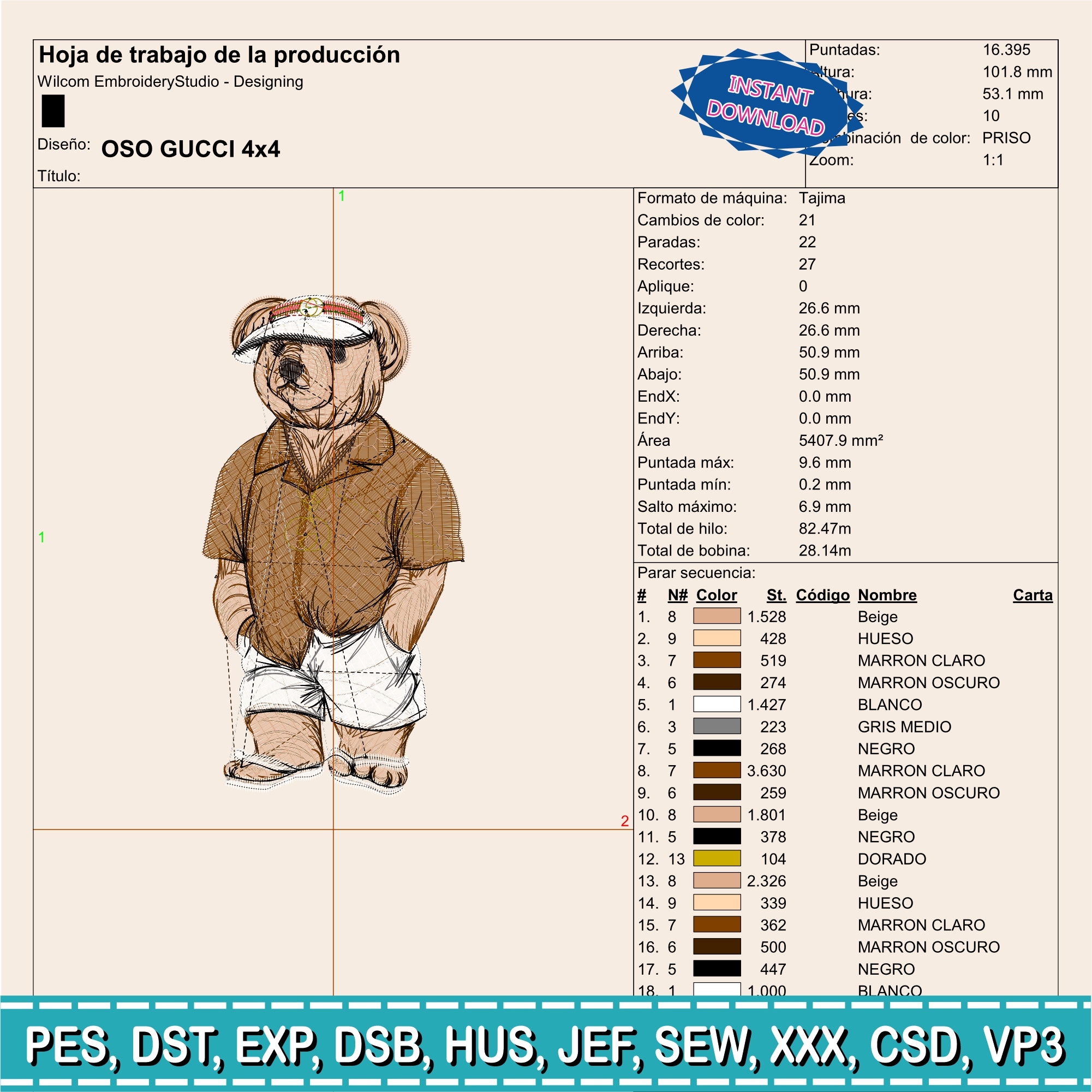 Embroidery Design / Polo Bear / Gucci Bear - Image 3