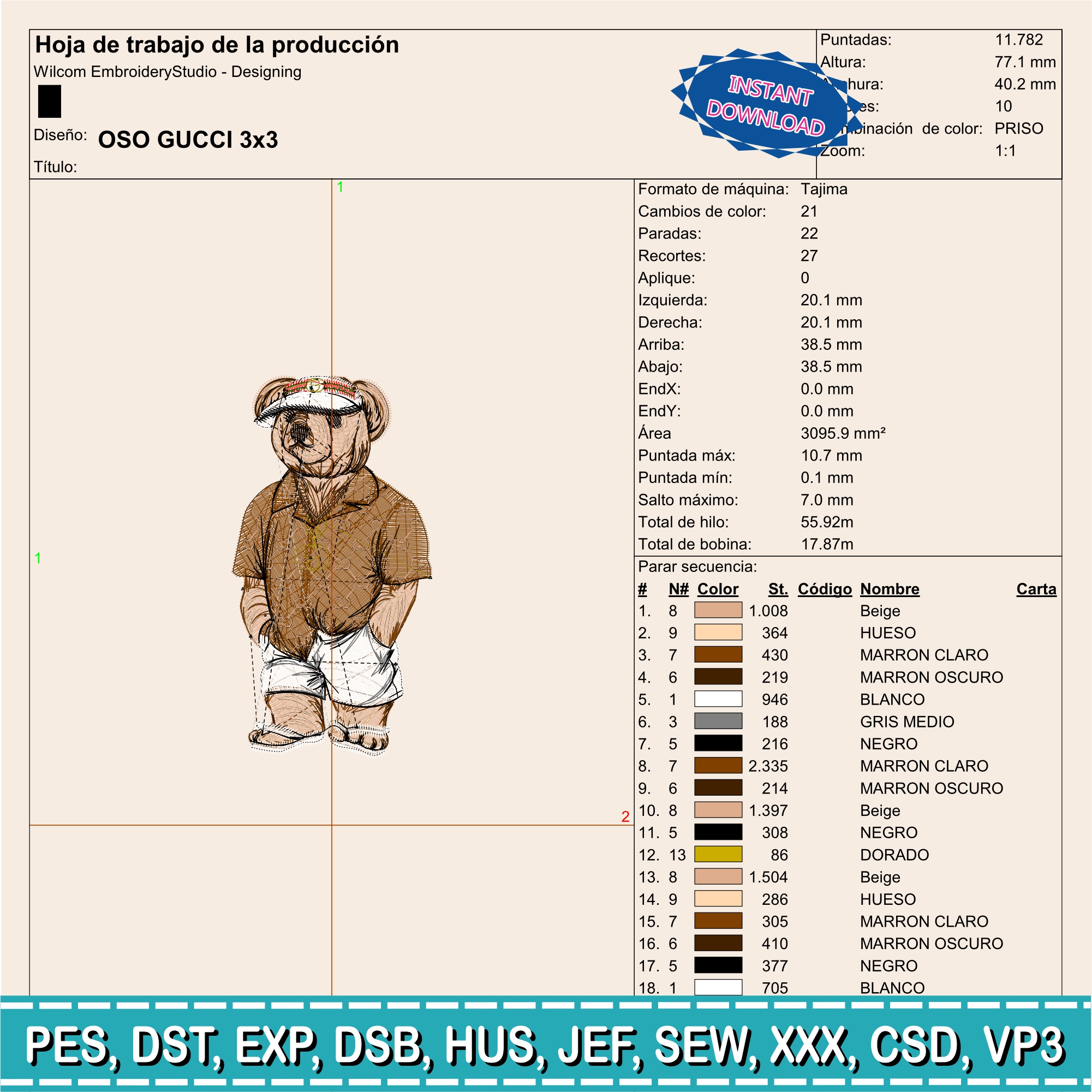 Embroidery Design / Polo Bear / Gucci Bear - Image 2