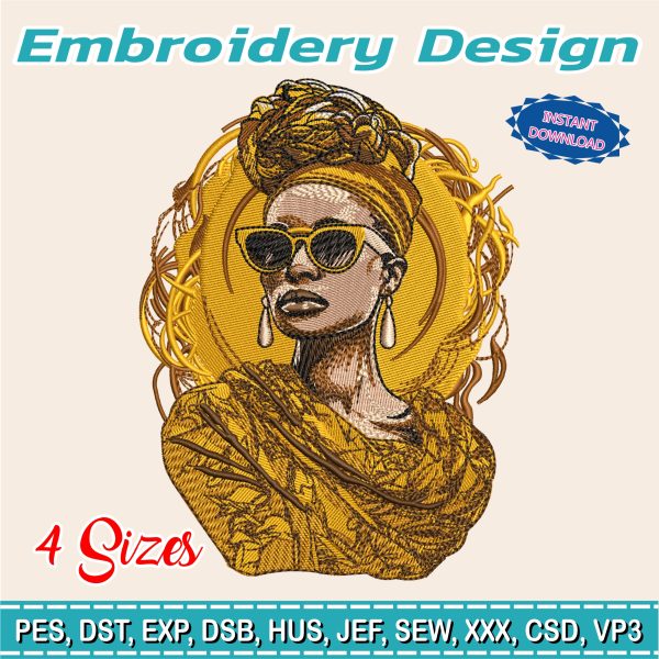 Embroidery Designs / face of African American women / crown / Latin women / BEAUTIFUL / POWERFUL / INTELLIGENT / Love