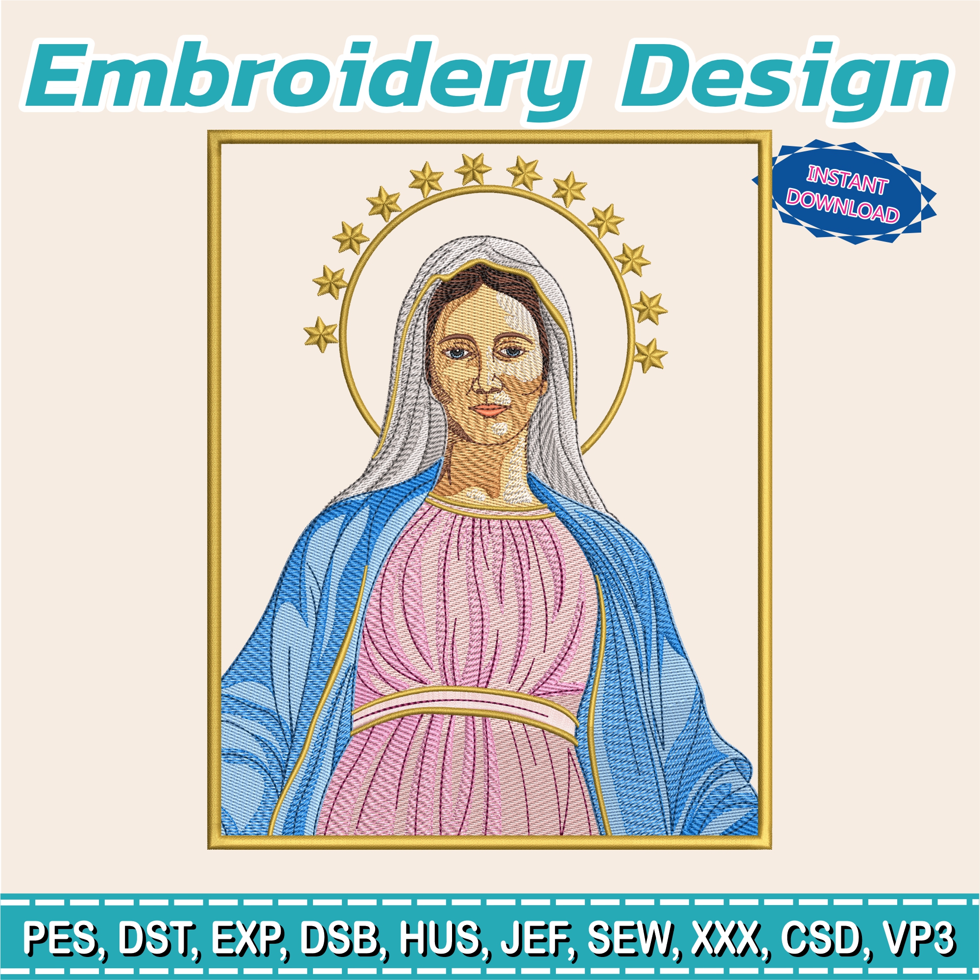 Embroidery Design / Nuestra sra de las Gracias/ Religious Embroidery / Catholic Church / Embroidery