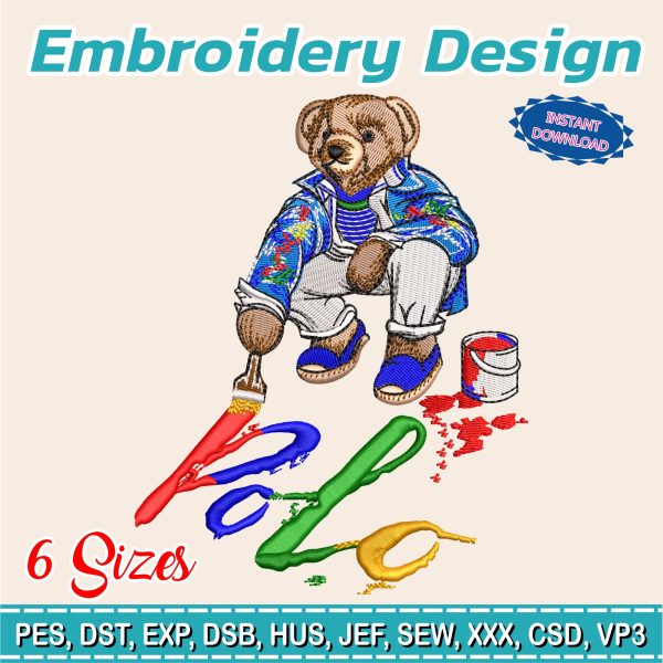 Embroidery design / bear puncture / Polo bear